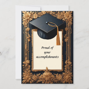 Invitación Elegante marco de graduación con birrete