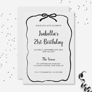 Invitación Elegante marco de lazo negro Cumpleaños minimalist