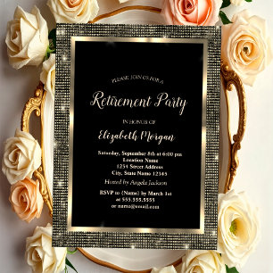 Invitación Elegante marco de lentejuelas doradas Jubilación n