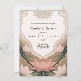 Invitación Elegante marco de loto con estética budista serena
