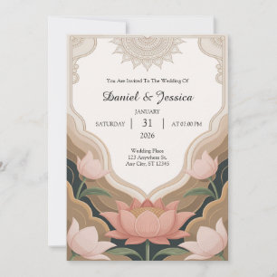 Invitación Elegante marco de loto con estética budista serena