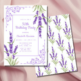 Invitación Elegante marco de marco antiguo de Lavanda Púrpura