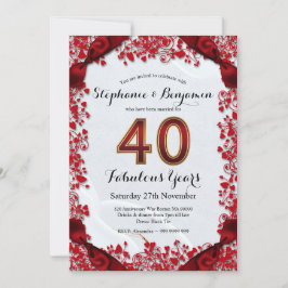 Invitación Elegante marco de Moda del 40° Aniversario Boda Ru