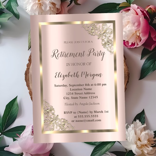 Invitación Elegante Marco de Oro Festivo,Jubilación de Oro Ro (Subido por el creador)
