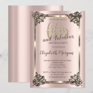 Invitación Elegante marco de oro, fiesta de cumpleaños número