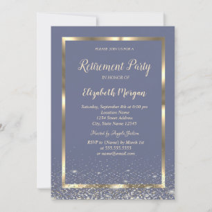 Invitación Elegante marco de oro jubilación violeta pastel