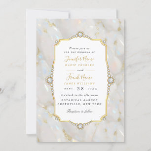Invitación Elegante marco de oro Pastel Opal Gemstone