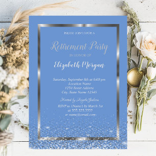 Invitación Elegante marco de plata Confeti blanco Jubilación