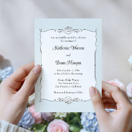 Invitación Elegante marco de rosa minimalista dibujado a mano
