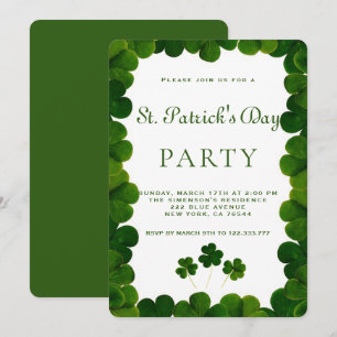 Invitación Elegante marco de trébol verde fiesta de San Patri