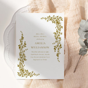 Invitación Elegante marco de vegetación dorada para despedida