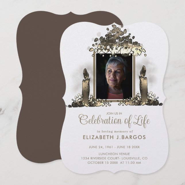 Invitación Elegante marco de velas para foto de celebración d (Anverso / Reverso)