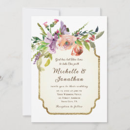 Invitación Elegante marco de vintage floral cristiano Boda