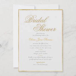 Invitación Elegante marco dorado clásico ducha marfil-novia