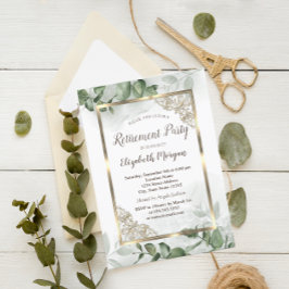 Invitación Elegante marco dorado,Jubilación de la vegetación 