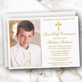 Invitación Elegante marco dorado Primera foto de la comunidad
