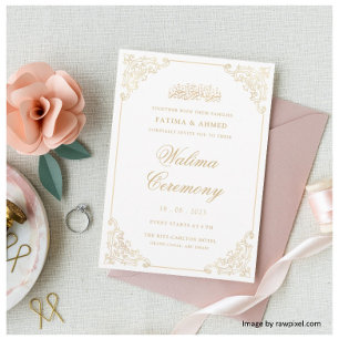 Invitación Elegante Marco Dorado Rococó Antiguo Ceremonia Wal