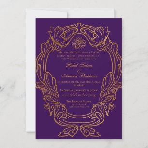 Invitación Elegante marco dorado vintage 2 Boda islámico