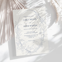 Invitación Elegante marco floral azul vintage | Boda Linen