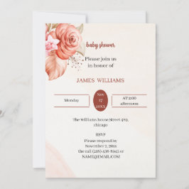 Invitación Elegante marco floral Baby Shower personalizado