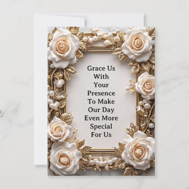 Invitación Elegante marco floral de boda (Anverso)