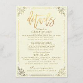 Invitación Elegante Marco Floral de Oro Detalle de Dirección