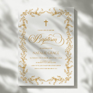 Invitación Elegante Marco Floral Dibujado a Mano en Oro para