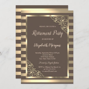 Invitación Elegante marco floral dorado de retiro marrón a ra
