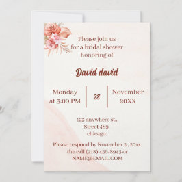 Invitación Elegante Marco Floral Ducha Bridal Personalizada