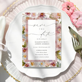Invitación Elegante marco floral Guardar la fecha