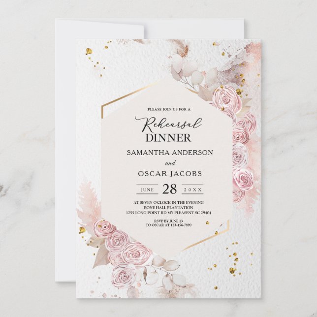 Invitación Elegante marco floral pastoral (Anverso)