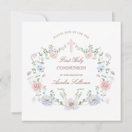 Invitación Elegante Marco Floral Primero Plaza de la Santa Co