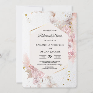 Invitación Elegante marco floral rosa pastel