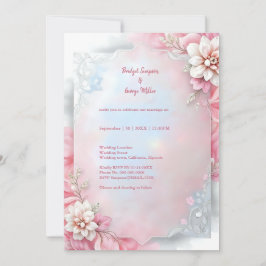Invitación Elegante Marco floral rosado boda suave paño brill