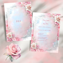 Elegante Marco floral rosado boda suave paño brill