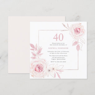 Invitación Elegante marco floral Rubor Floral Wreath 40 cumpl