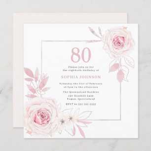 Invitación Elegante marco floral Rubor Floral Wreath 80 cumpl