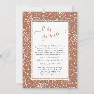 Invitación Elegante Marco Floral Terra Cotta Baby Sprinkle In