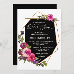 Invitación Elegante marco geométrico floral rosa ducha de nov