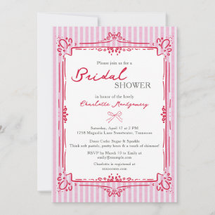 Invitación Elegante marco glamuroso y rayas rosadas para desp