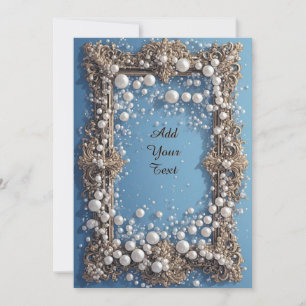 Invitación Elegante Marco Ornamentado con Perlas