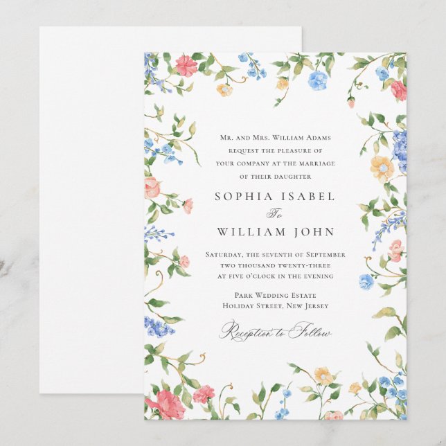 Invitación Elegante marco ornato vintage Boda bohemio (Anverso / Reverso)