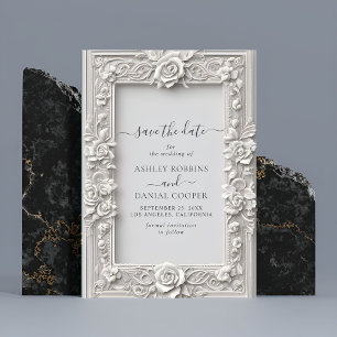 Invitación Elegante Marco Rosa Art Nouveau Guardar La Fecha