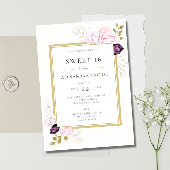 Invitación Elegante marco rústico Rosa dorado Eucalipto dulce (Subido por el creador)
