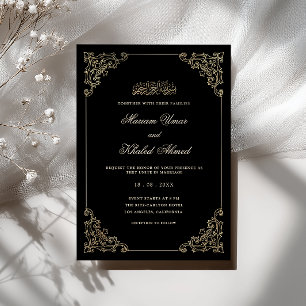 Invitación Elegante marco victoriano de oro para boda musulma