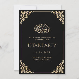 Invitación Elegante marco vintage negro para fiesta de Iftar 