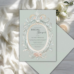Invitación Elegante marco vintage verde salvia para despedida