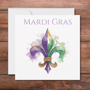 Invitación Elegante Mardi Gras en Acuarela 