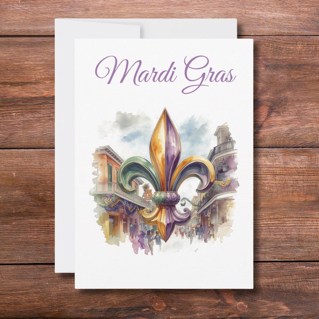 Invitación Elegante Mardi Gras en acuarela (Subido por el creador)