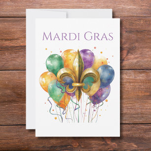 Invitación Elegante Mardi Gras en acuarela